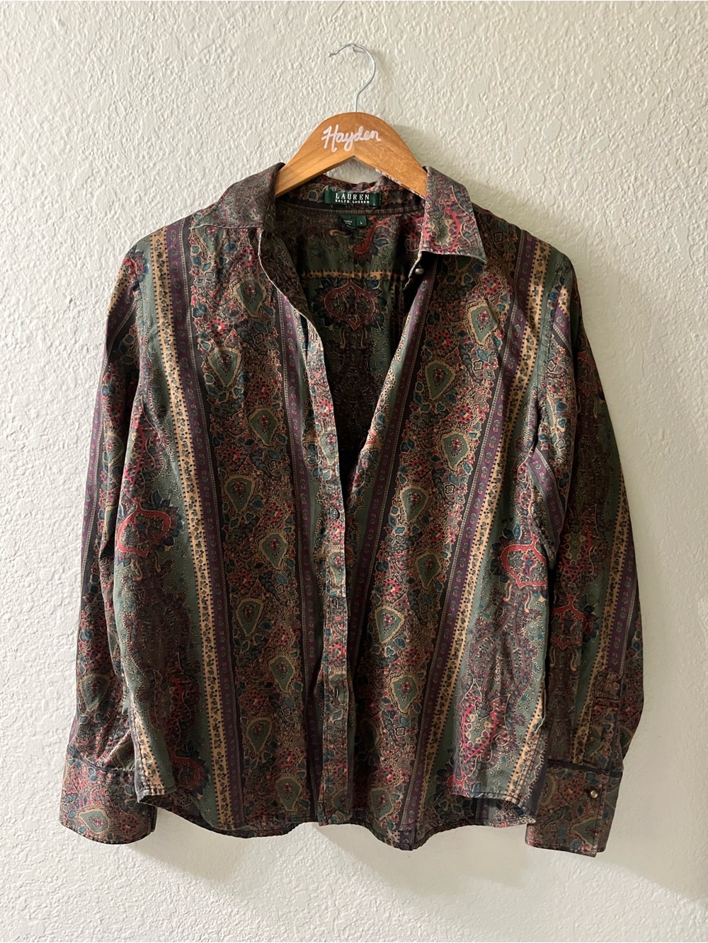 Ralph Lauren Olive Multi Paisley Button-Down Shirt